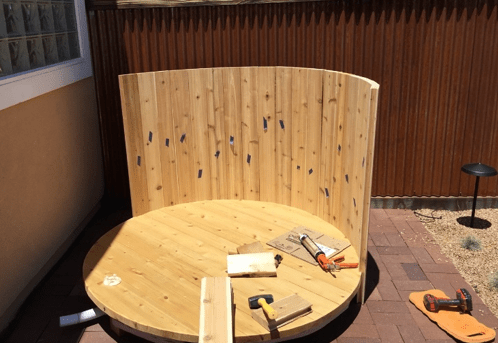 assembly of a cedar hot tub