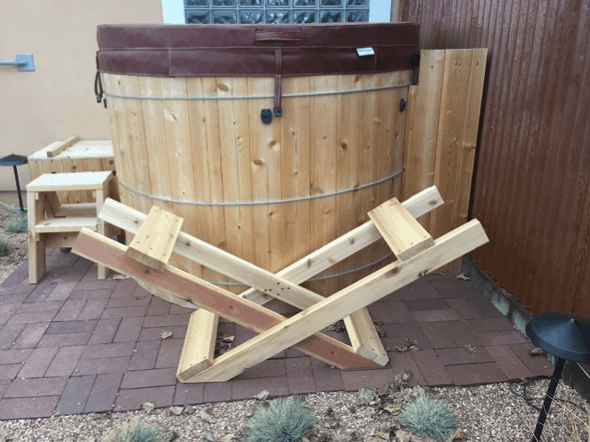 DIY storage rack for a hot tub cover