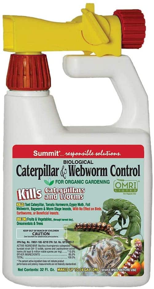 Summit Biological Caterpillar & Webworm Control is a natural insect control that contains BTK
