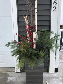 a homemade rustic holiday decor planter