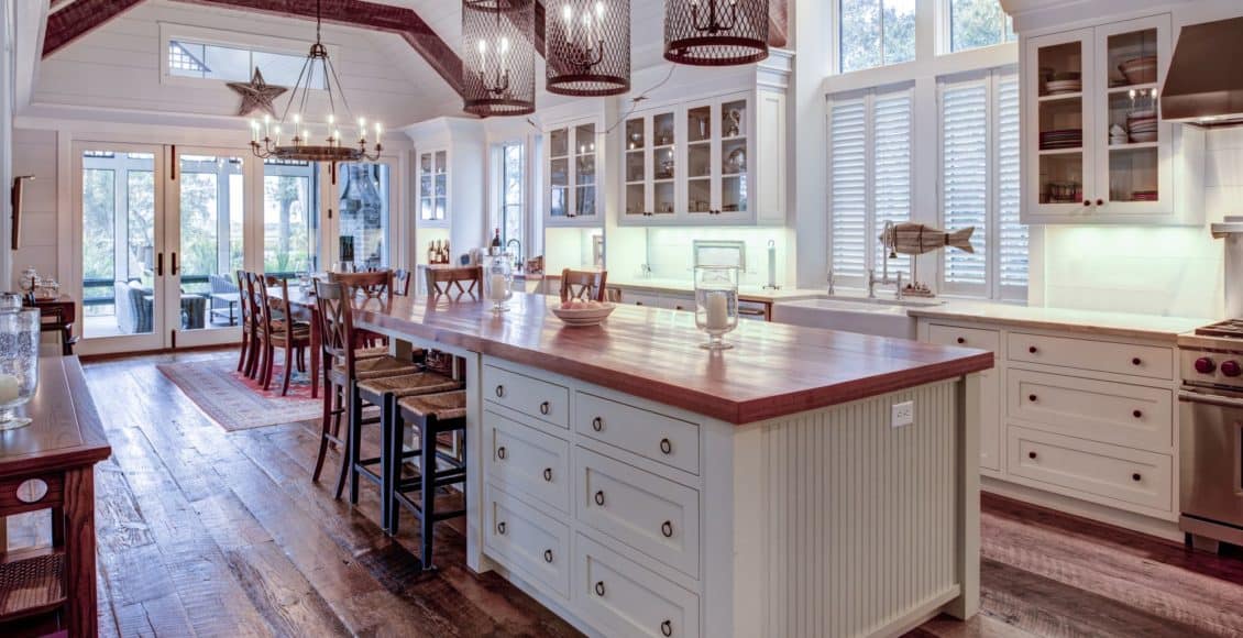a rustic yet modern kitchen design