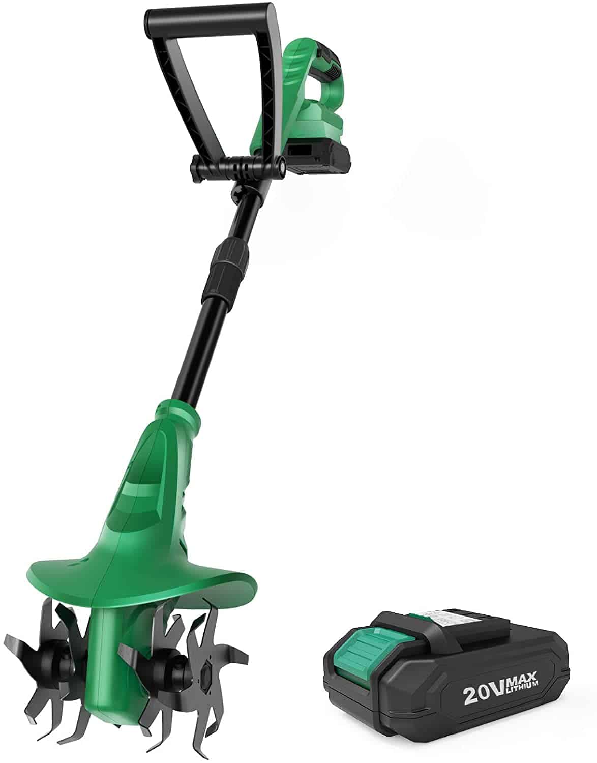 KIMO cordless electric tiller cultivator with battery and charger