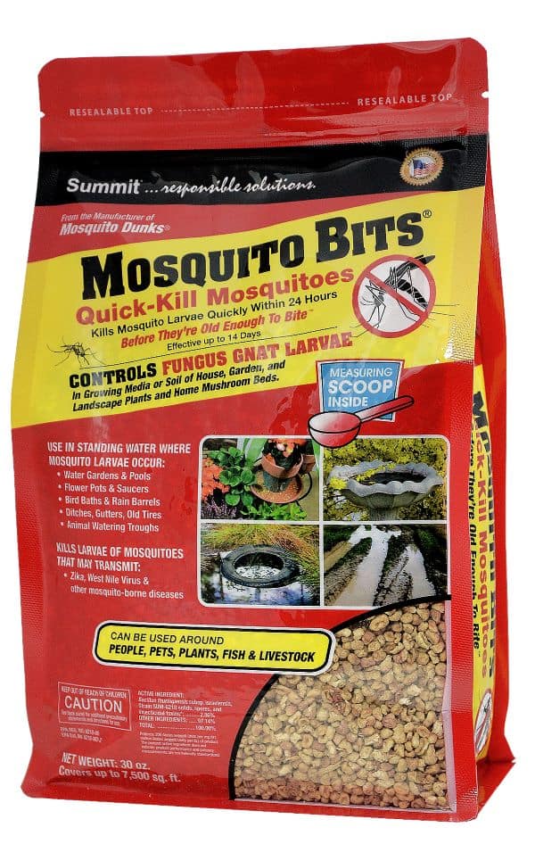 a package of mosquito bits that kill mosquitoes and fungus gnats