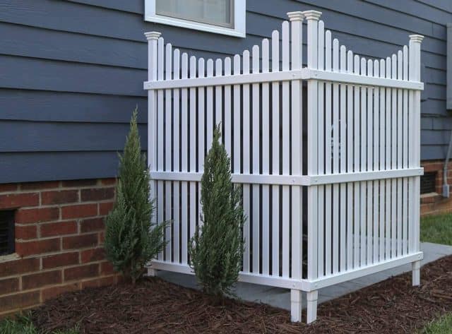 hide AC unit with this white fence