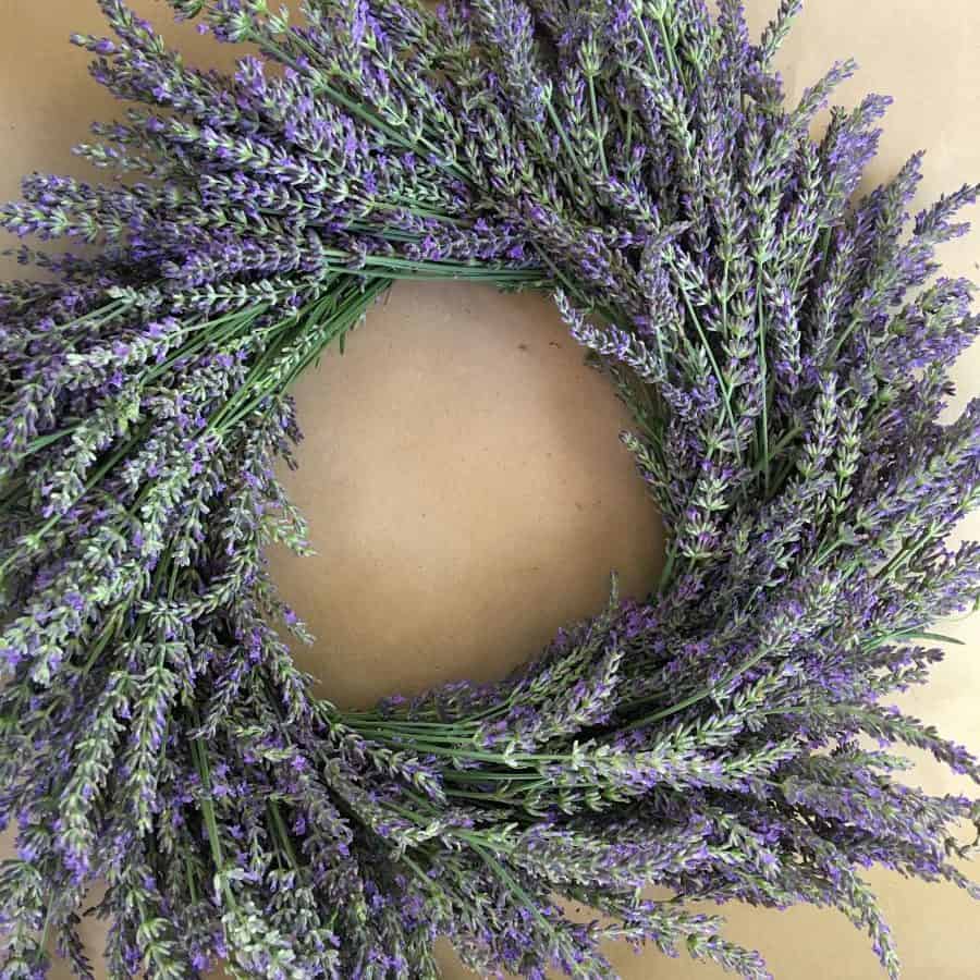 a wreath made with lavender flowers