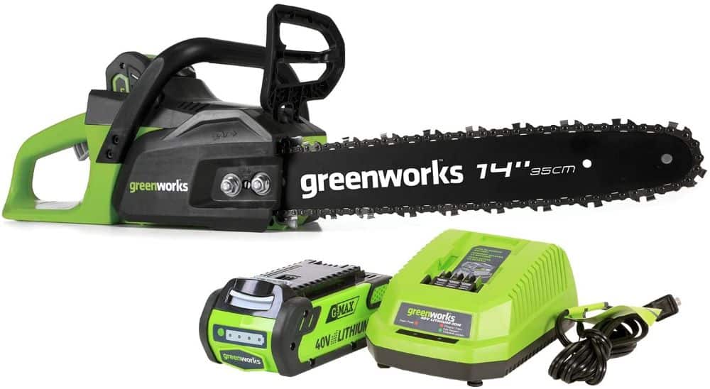 Greenworks 14-inch battery powered chainsaw