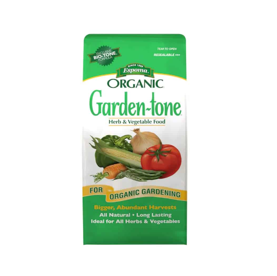 a package of espoma organic garden tone fertilizer