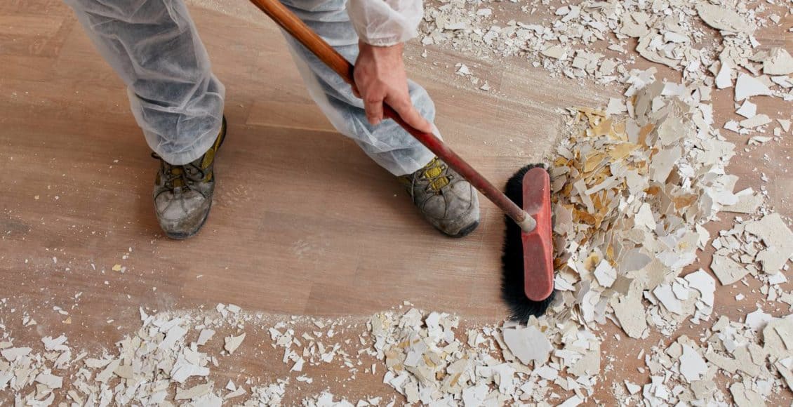 post construction cleaning with a broom
