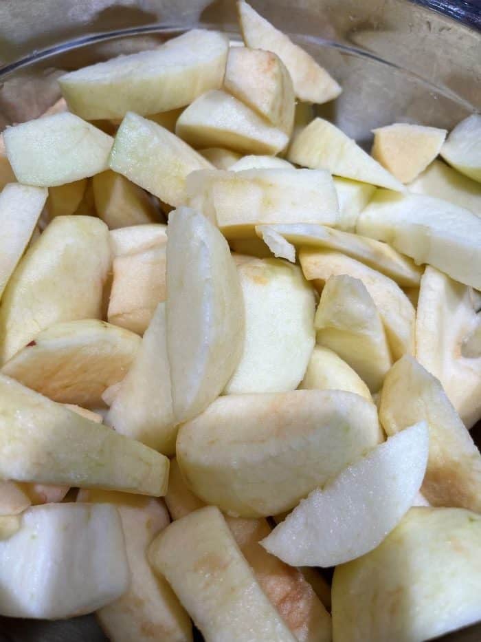Apples sliced for pie