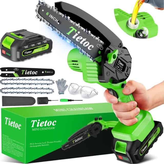 mini cordless chainsaw makes a great gift for gardeners and homeowners