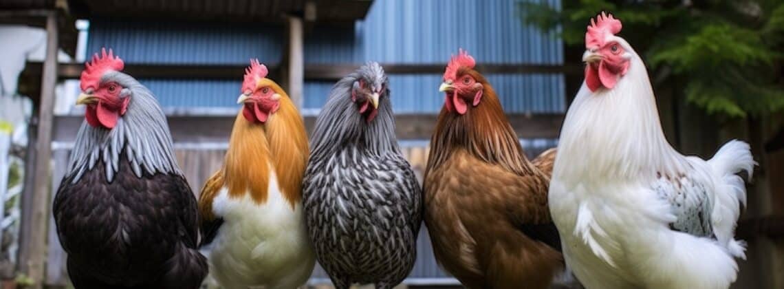 five breeds of chickens