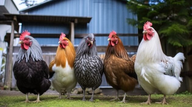 five breeds of chickens