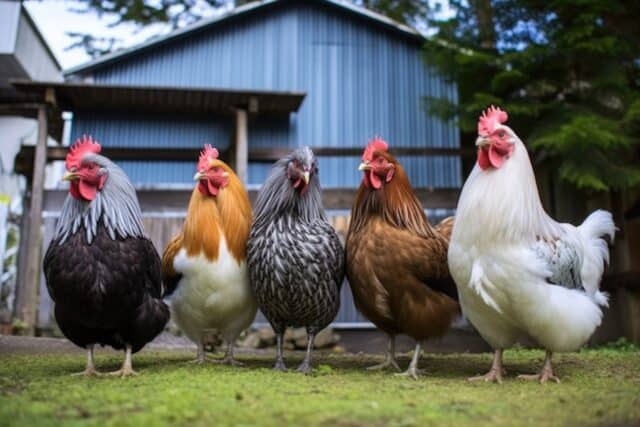 five breeds of chickens