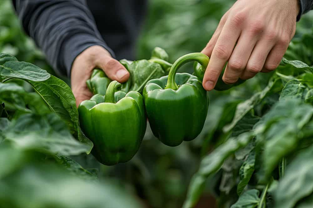 harvesting vegetables in a garden