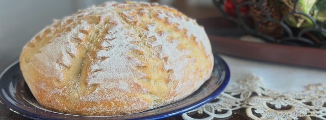 fresh loaf of home baked sourdough bread